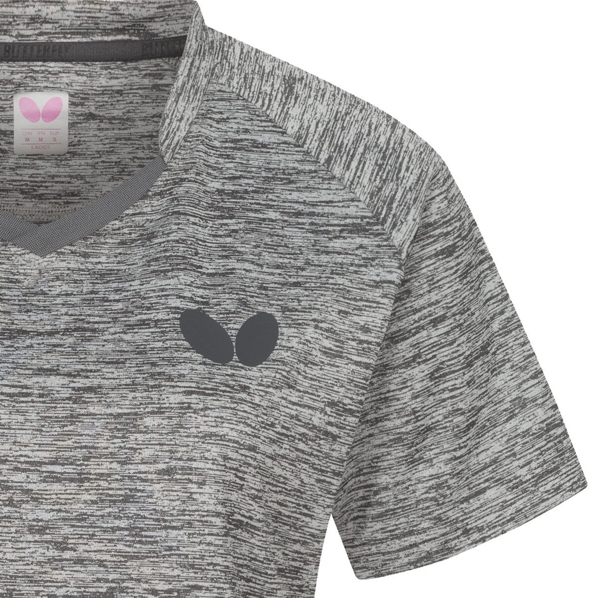 Butterfly Izumo Lady Shirt: Close-up of Left Chest Butterfly Logo